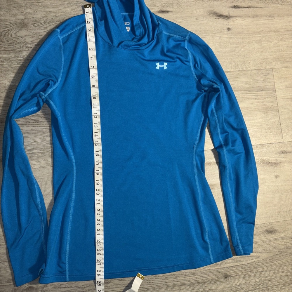Under Armour ColdGear Fitted‎ Hoodie Women's Large Blue Athletic Performance - Picture 3 of 4